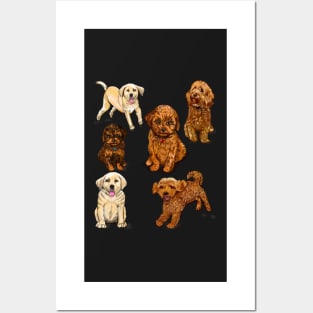 puppy, puppies, lots of puppies! cute cavalier king charles spaniel, Labrador and cavapoochon Posters and Art